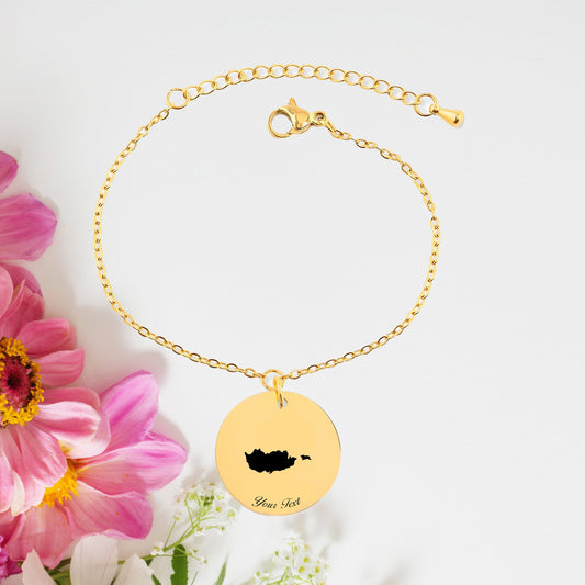 Cyprus Country Map Bracelet, Your Name Bracelet, Minimalist Bracelet, Personalized Gift, 14K Gold Bracelet, Gift For Him Her