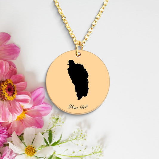 Dominica Country Map Necklace, Your Name Necklace, Minimalist Necklace, Personalized Gift, Silver Necklace, Gift For Him Her