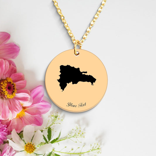 Dominica Republic Country Map Necklace, Your Name Necklace, Minimalist Necklace, Personalized Gift, Silver Necklace, Gift For Him Her