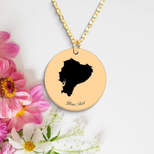 Ecuador Country Map Necklace, Your Name Necklace, Minimalist Necklace, Personalized Gift, Silver Necklace, Gift For Him Her
