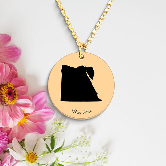 Egypt Country Map Necklace, Your Name Necklace, Minimalist Necklace, Personalized Gift, Silver Necklace, Gift For Him Her