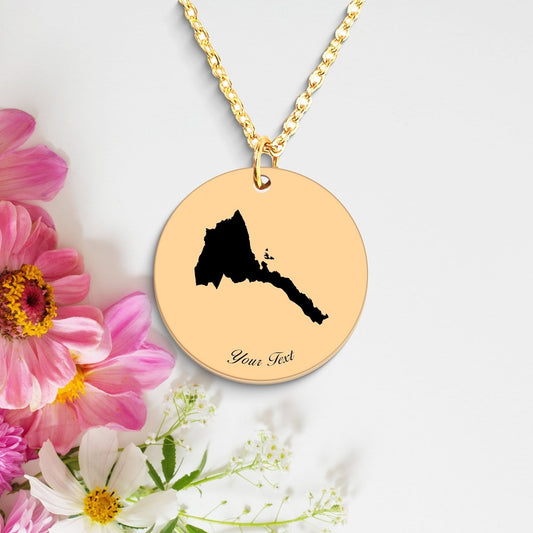 Eritrea Country Map Necklace, Your Name Necklace, Minimalist Necklace, Personalized Gift, Silver Necklace, Gift For Him Her