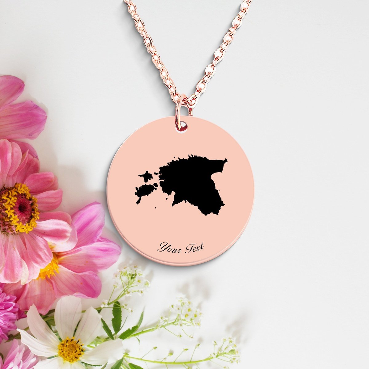Estonia Country Map Necklace, Your Name Necklace, Minimalist Necklace, Personalized Gift, Silver Necklace, Gift For Him Her