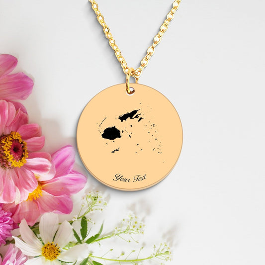 Fiji Country Map Necklace, Your Name Necklace, Minimalist Necklace, Personalized Gift, Silver Necklace, Gift For Him Her