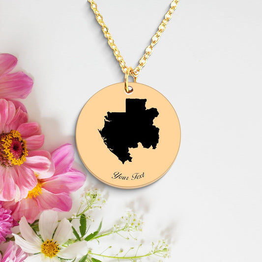 Gabon Country Map Necklace, Your Name Necklace, Minimalist Necklace, Personalized Gift, Silver Necklace, Gift For Him Her