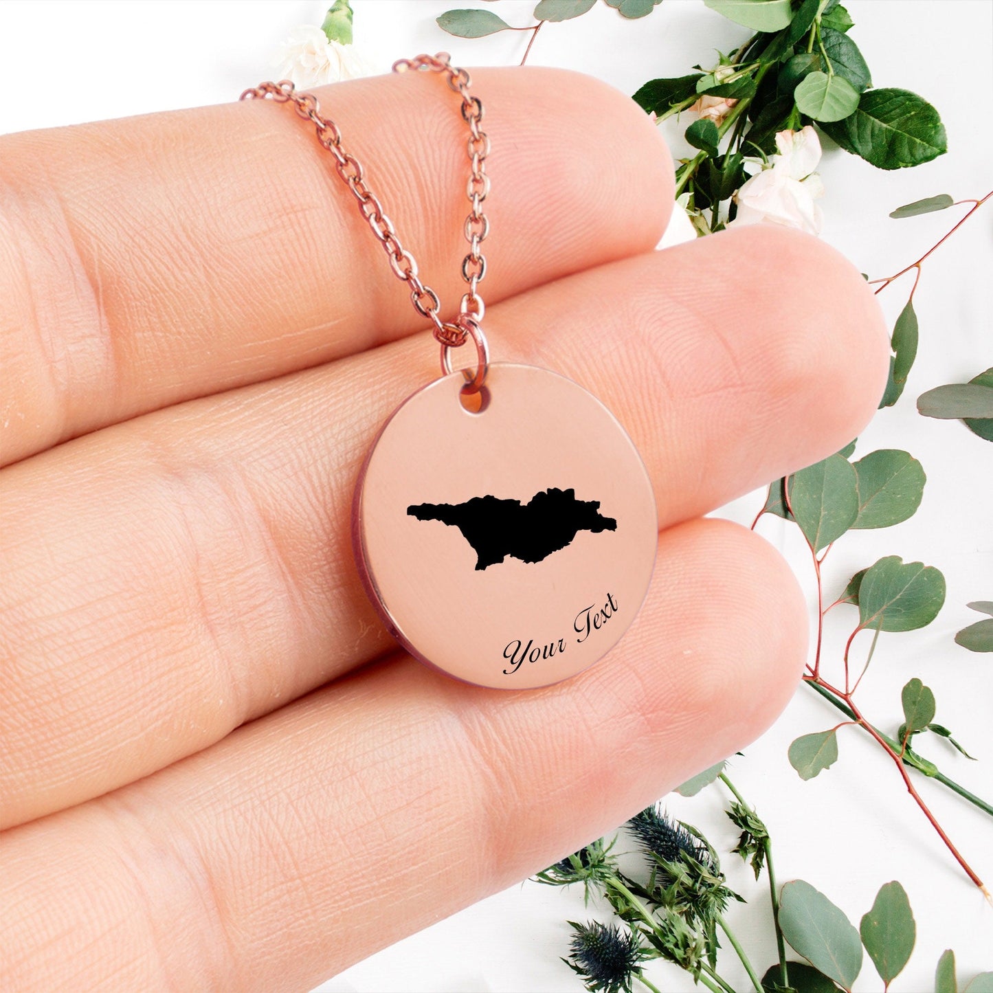 Georgia Country Map Necklace, Your Name Necklace, Minimalist Necklace, Personalized Gift, Silver Necklace, Gift For Him Her