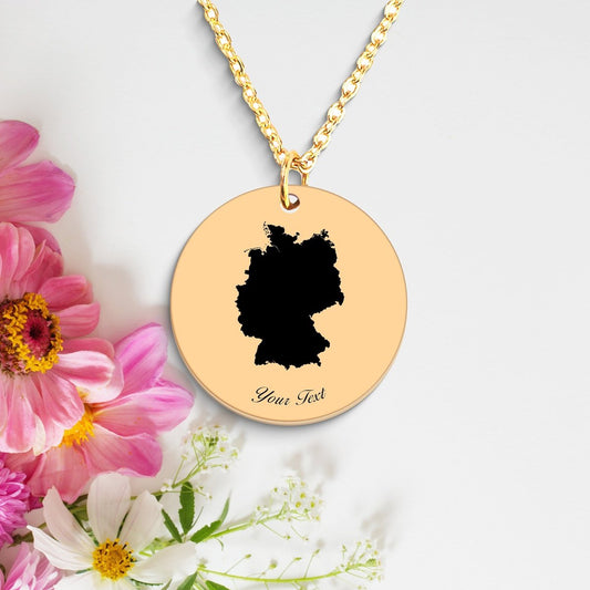 Germany Country Map Necklace, Your Name Necklace, Minimalist Necklace, Personalized Gift, Silver Necklace, Gift For Him Her