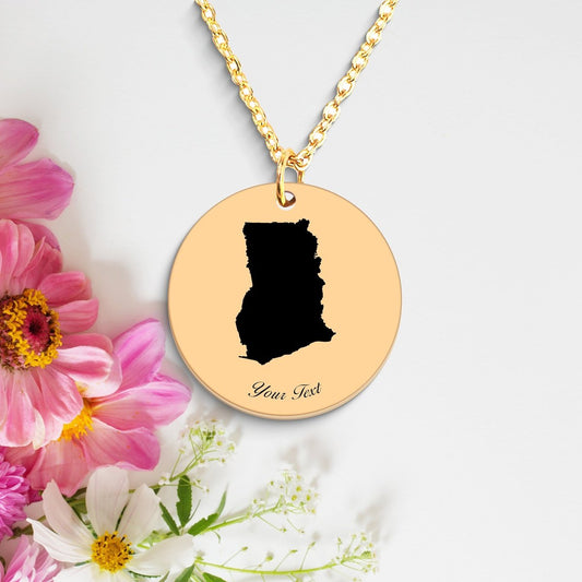 Ghana Country Map Necklace, Your Name Necklace, Minimalist Necklace, Personalized Gift, Silver Necklace, Gift For Him Her