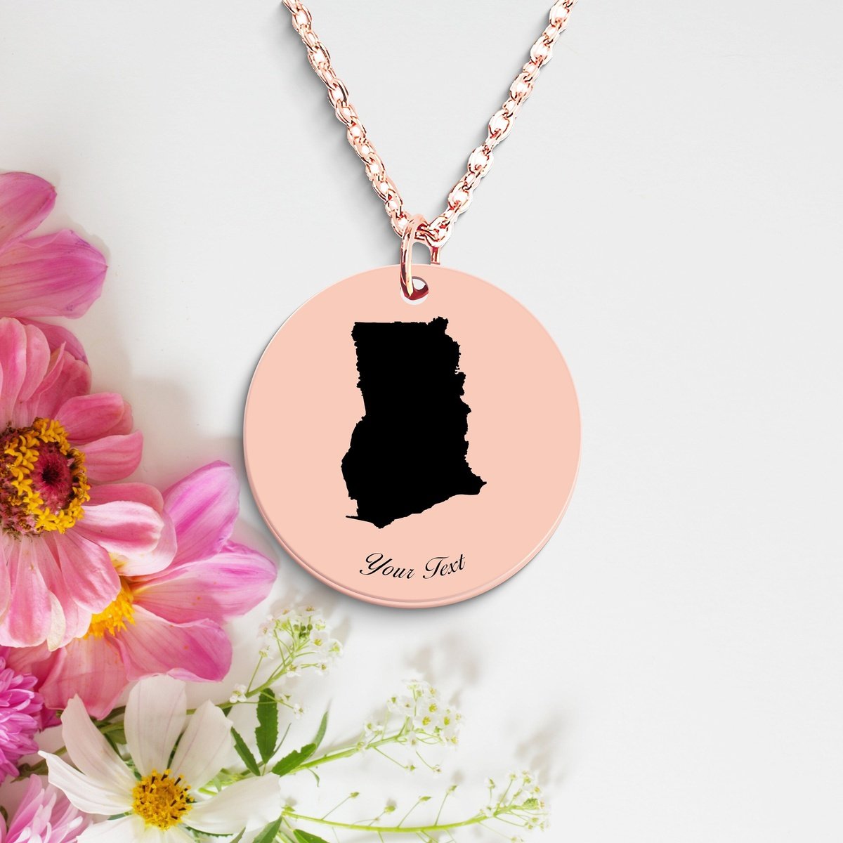 Ghana Country Map Necklace, Your Name Necklace, Minimalist Necklace, Personalized Gift, Silver Necklace, Gift For Him Her