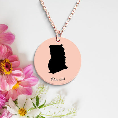 Ghana Country Map Necklace, Your Name Necklace, Minimalist Necklace, Personalized Gift, Silver Necklace, Gift For Him Her