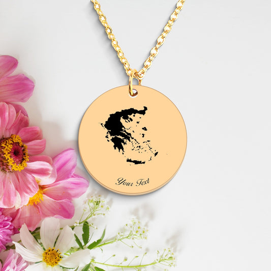Greece Country Map Necklace, Your Name Necklace, Minimalist Necklace, Personalized Gift, Silver Necklace, Gift For Him Her