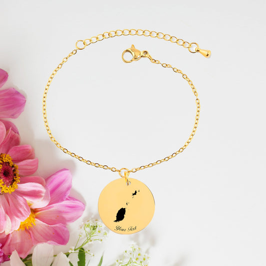 Grenada Country Map Bracelet, Your Name Bracelet, Minimalist Bracelet, Personalized Gift, 14K Gold Bracelet, Gift For Him Her