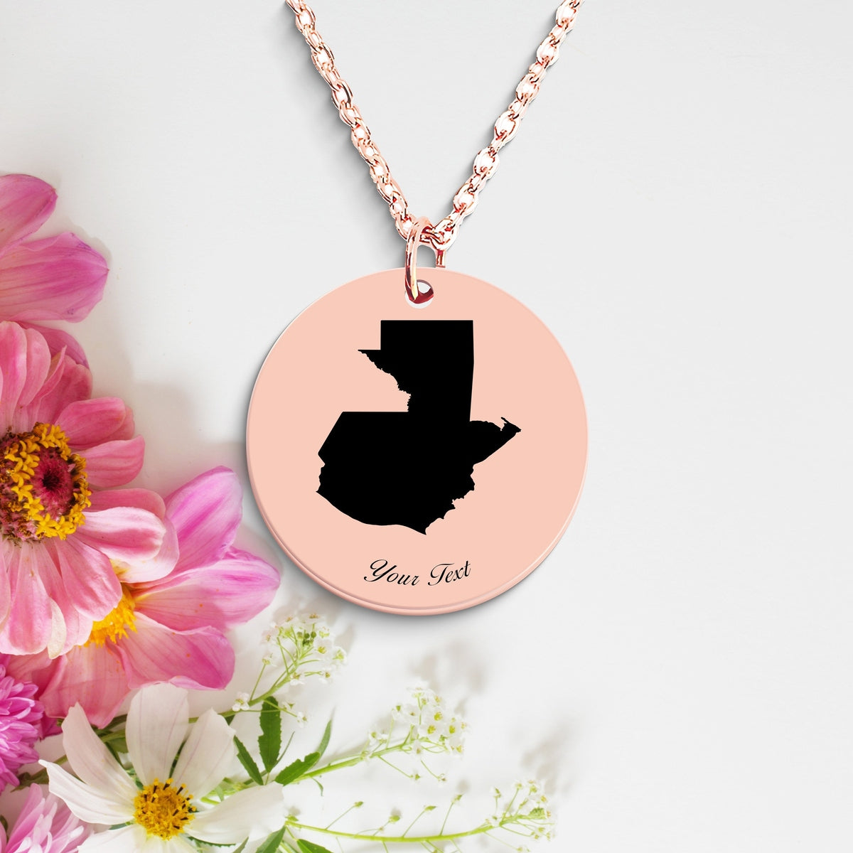 Guatemala Country Map Necklace, Your Name Necklace, Minimalist Necklace, Personalized Gift, Silver Necklace, Gift For Him Her