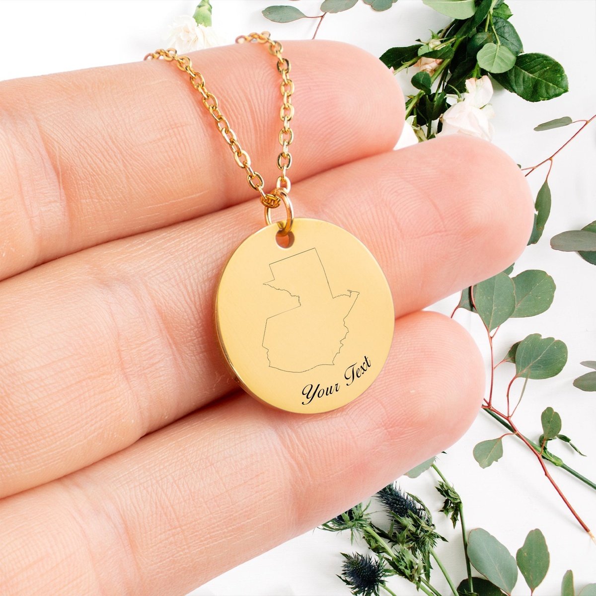 Guatemala Country Map Necklace, Your Name Necklace, Minimalist Necklace, Personalized Gift, Silver Necklace, Gift For Him Her