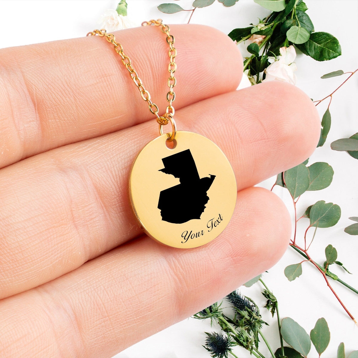 Guatemala Country Map Necklace, Your Name Necklace, Minimalist Necklace, Personalized Gift, Silver Necklace, Gift For Him Her