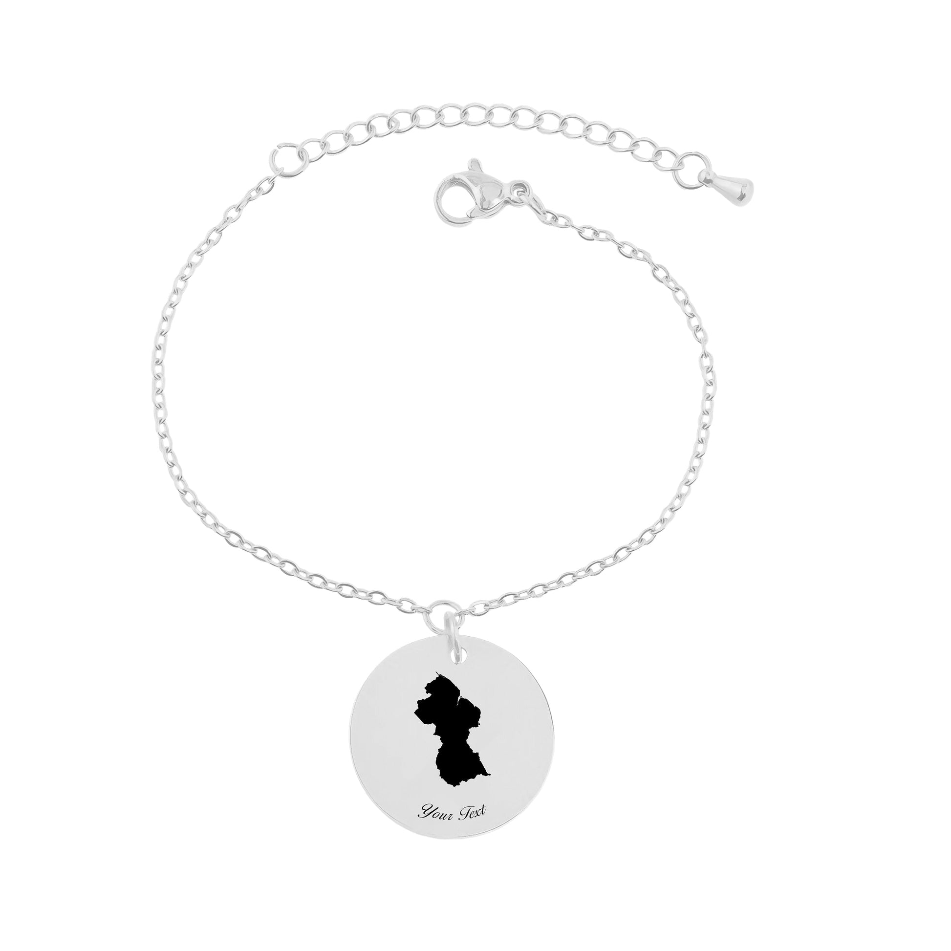 Guyana Country Map Bracelet, Your Name Bracelet, Minimalist Bracelet, Personalized Gift, 14K Gold Bracelet, Gift For Him Her