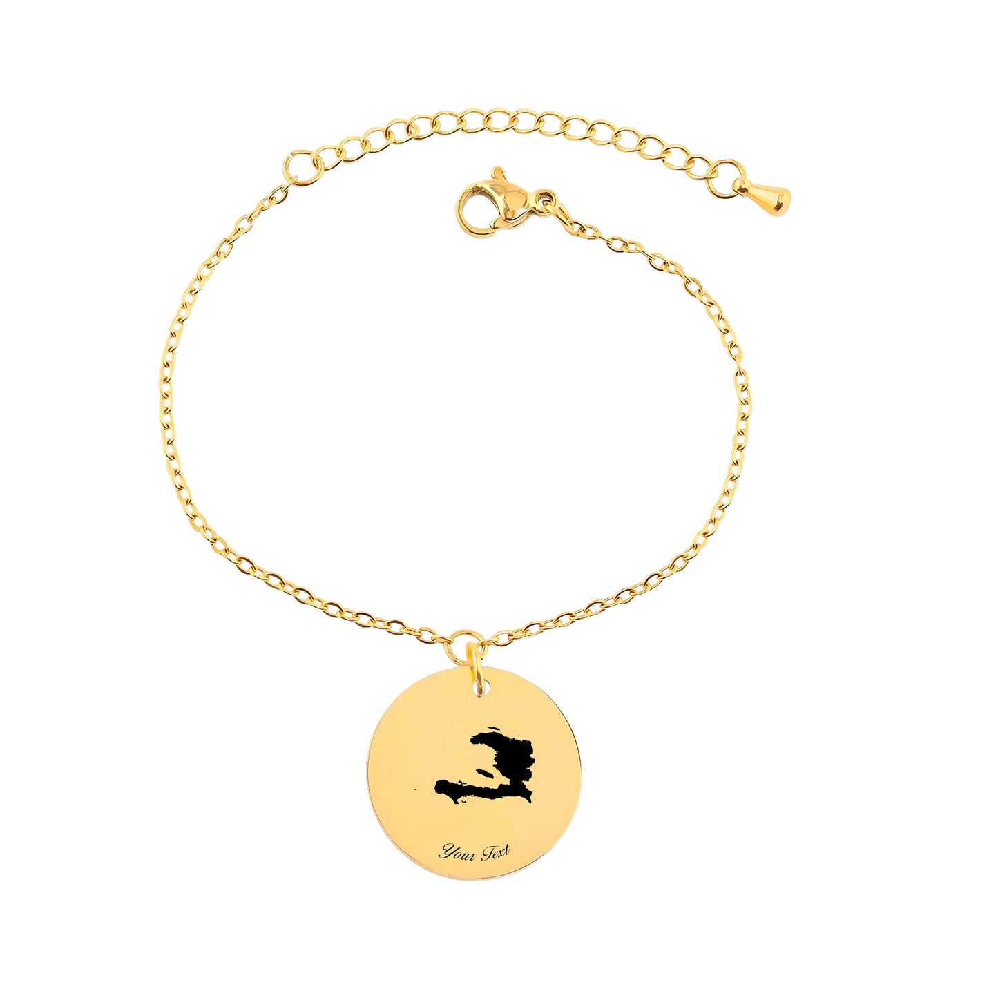 Haiti Country Map Bracelet, Your Name Bracelet, Minimalist Bracelet, Personalized Gift, 14K Gold Bracelet, Gift For Him Her