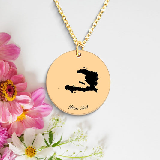 Haiti Country Map Necklace, Your Name Necklace, Minimalist Necklace, Personalized Gift, Silver Necklace, Gift For Him Her