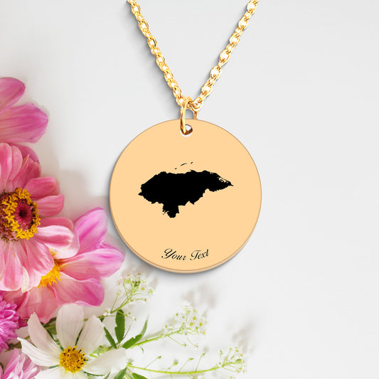 Honduras Country Map Necklace, Your Name Necklace, Minimalist Necklace, Personalized Gift, Silver Necklace, Gift For Him Her
