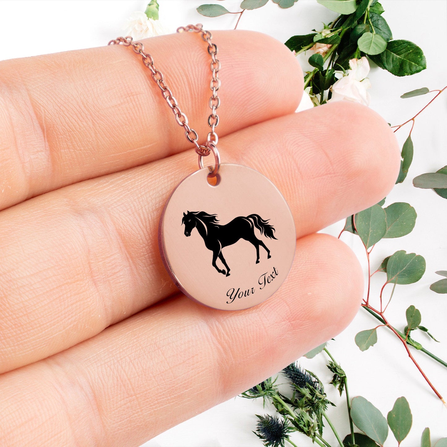 Horse 14k Gold Necklace, Your Name Necklace, Minimalist Necklace, Personalized Horse Pendan, Silver Necklace, Gift For Him Her