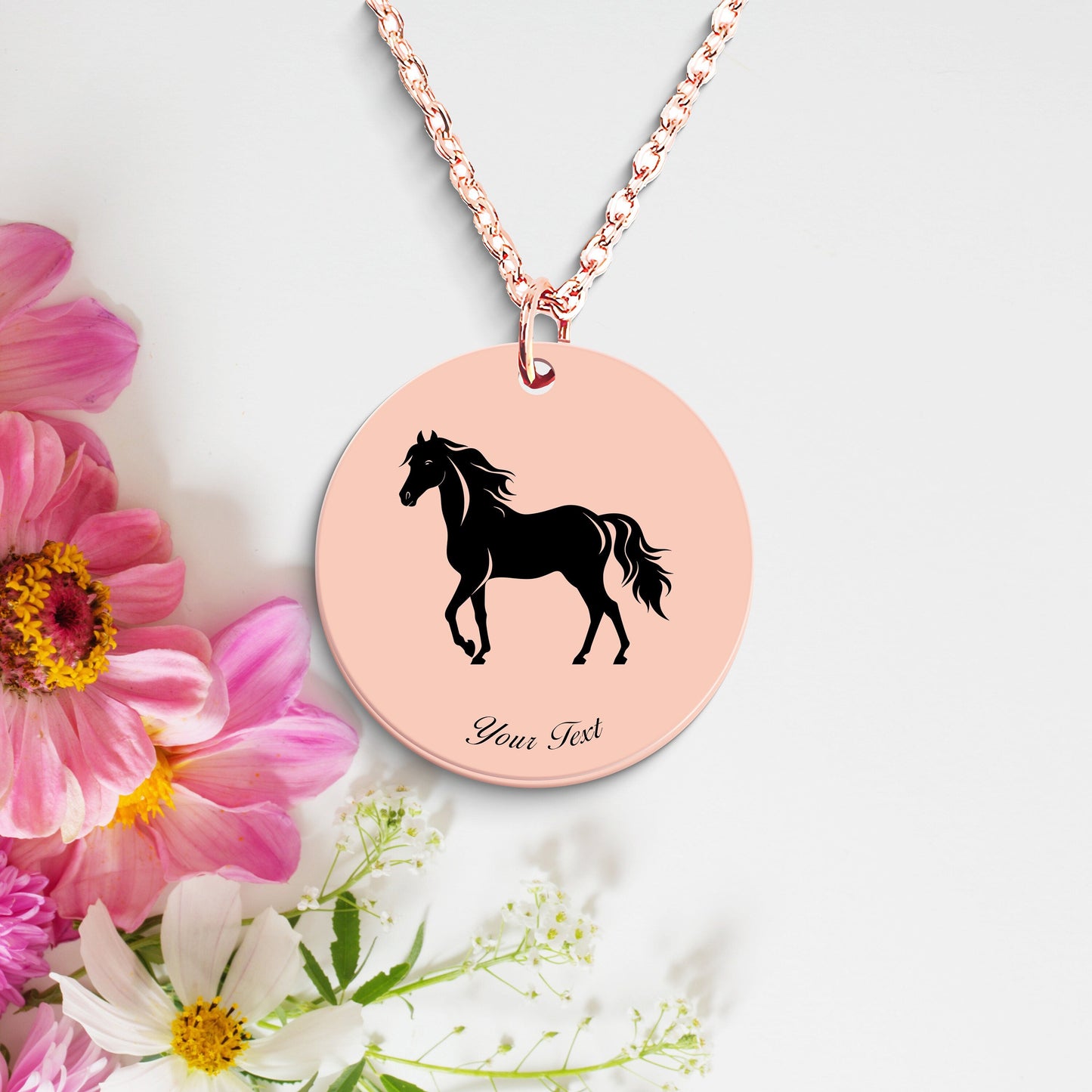 Horse 14k Gold Necklace, Your Name Necklace, Minimalist Necklace, Personalized Horse Pendan, Silver Necklace, Gift For Him Her