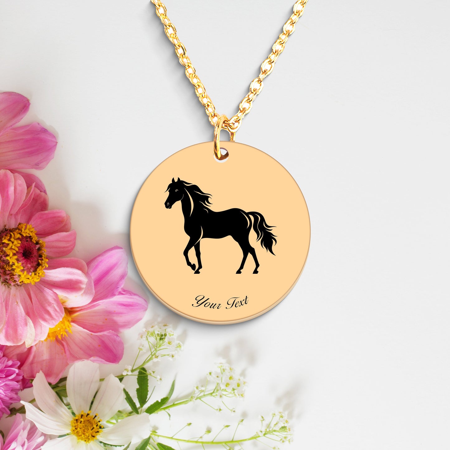 Horse 14k Gold Necklace, Your Name Necklace, Minimalist Necklace, Personalized Horse Pendan, Silver Necklace, Gift For Him Her