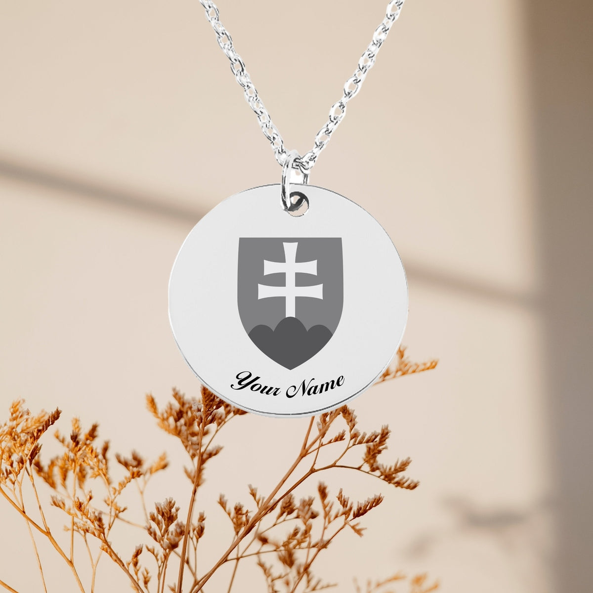 Slovakia National Emblem Necklace, Country Necklace, Minimalist Necklace, Personalized Gift, Silver Necklace, Gift For Him Her