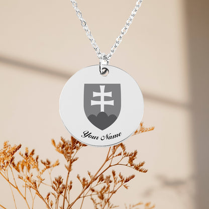 Slovakia National Emblem Necklace, Country Necklace, Minimalist Necklace, Personalized Gift, Silver Necklace, Gift For Him Her