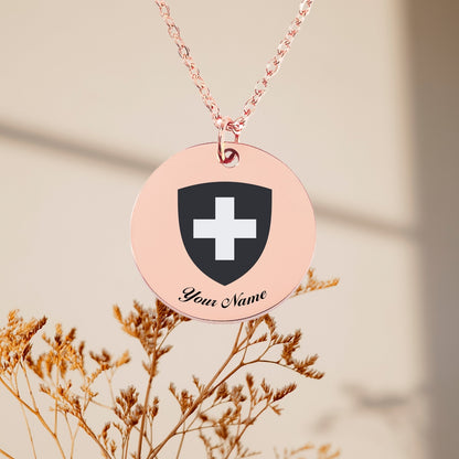 Switzerland National Emblem Necklace, Country Necklace, Minimalist Necklace, Personalized Gift, Silver Necklace, Gift For Him Her