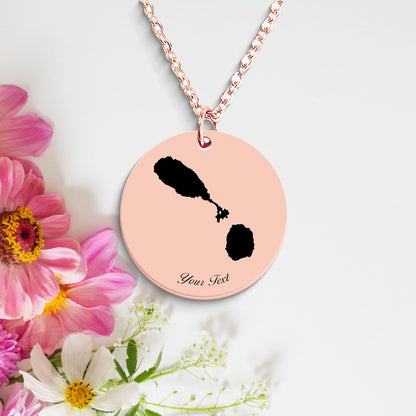 Saint Kitts and Nervis Country Map Necklace, Your Name Necklace, Minimalist Necklace, Personalized Gift, Silver Necklace, Gift For Him Her