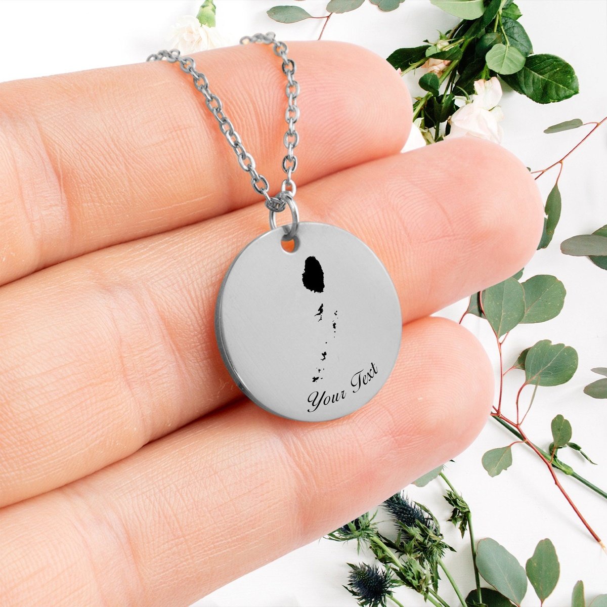 Saint Vincent Country Map Necklace, Your Name Necklace, Minimalist Necklace, Personalized Gift, Silver Necklace, Gift For Him Her