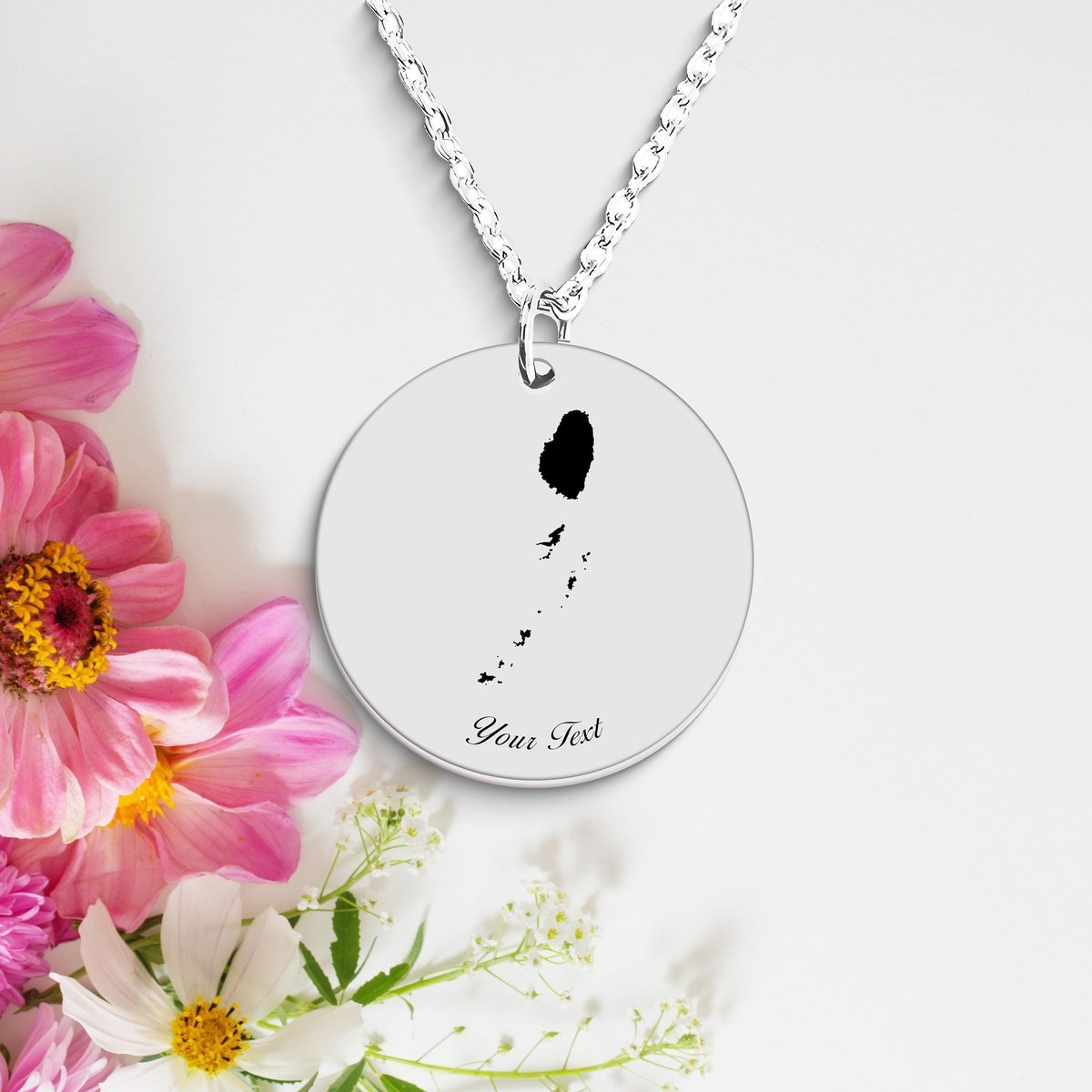 Saint Vincent Country Map Necklace, Your Name Necklace, Minimalist Necklace, Personalized Gift, Silver Necklace, Gift For Him Her