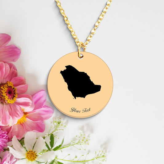 Saudi Arabia Country Map Necklace, Your Name Necklace, Minimalist Necklace, Personalized Gift, Silver Necklace, Gift For Him Her