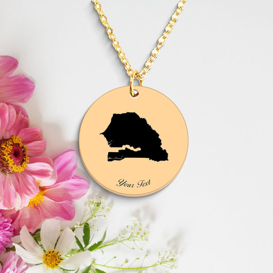 Senegal Country Map Necklace, Your Name Necklace, Minimalist Necklace, Personalized Gift, Silver Necklace, Gift For Him Her