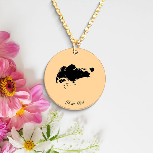 Singapore Country Map Necklace, Your Name Necklace, Minimalist Necklace, Personalized Gift, Silver Necklace, Gift For Him Her