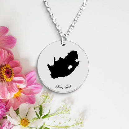 South Africa Country Map Necklace, Your Name Necklace, Minimalist Necklace, Personalized Gift, Silver Necklace, Gift For Him Her