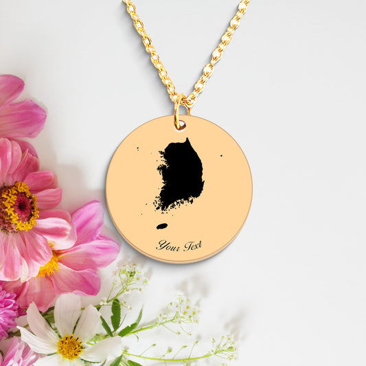 South Korea Country Map Necklace, Your Name Necklace, Minimalist Necklace, Personalized Gift, Silver Necklace, Gift For Him Her
