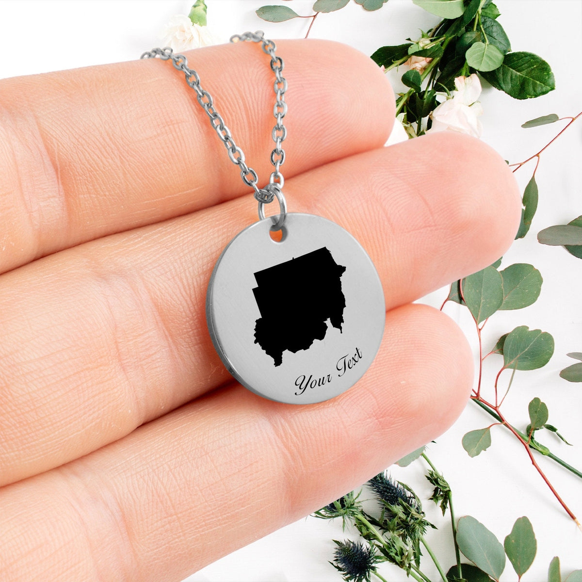 Sudan Country Map Necklace, Your Name Necklace, Minimalist Necklace, Personalized Gift, Silver Necklace, Gift For Him Her
