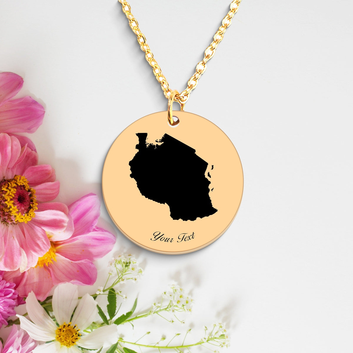 Tanzania Country Map Necklace, Your Name Necklace, Minimalist Necklace, Personalized Gift, Silver Necklace, Gift For Him Her
