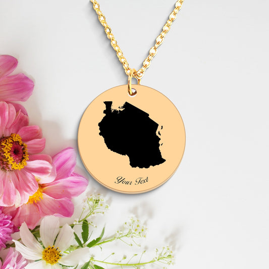 Tanzania Country Map Necklace, Your Name Necklace, Minimalist Necklace, Personalized Gift, Silver Necklace, Gift For Him Her