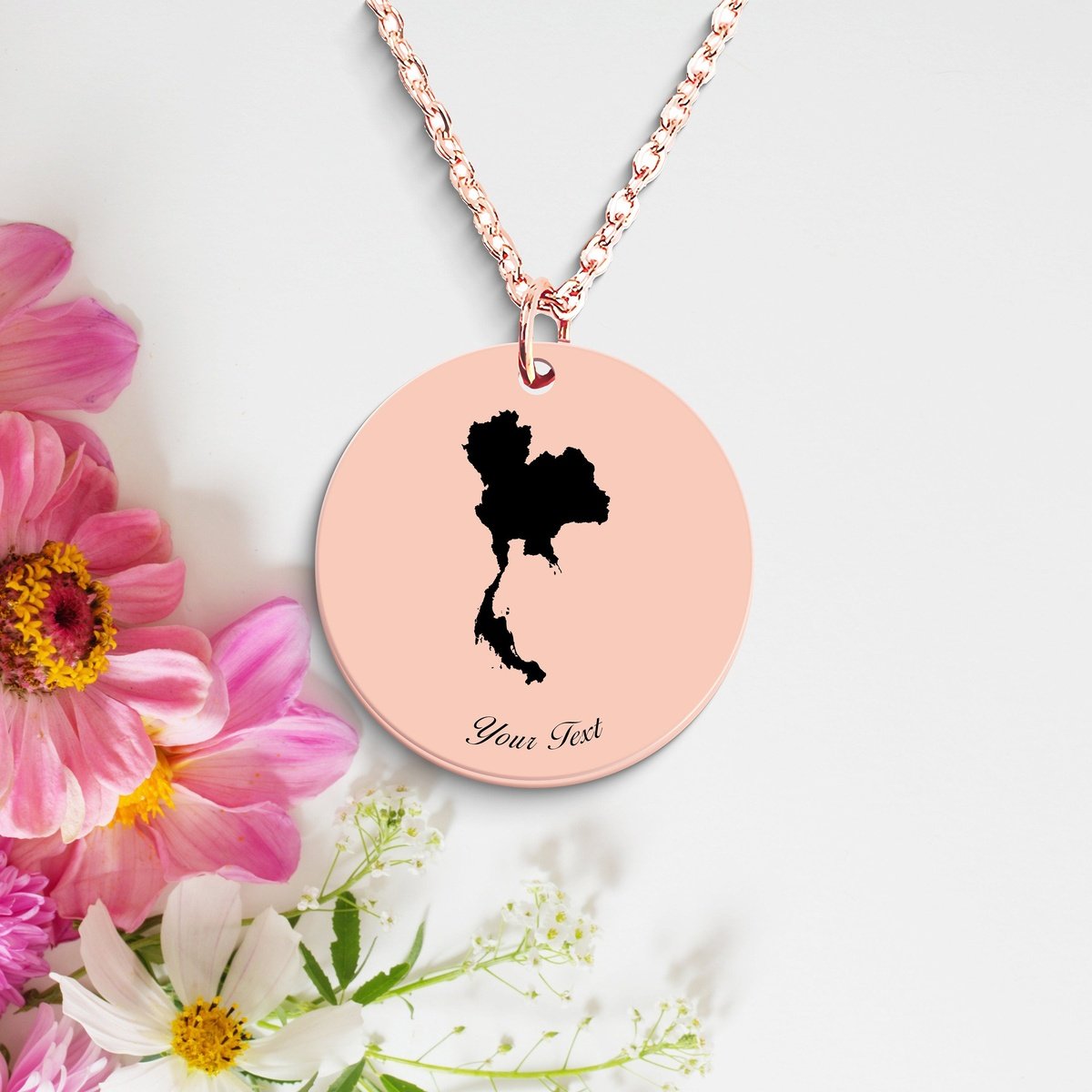 Thailand Country Map Necklace, Your Name Necklace, Minimalist Necklace, Personalized Gift, Silver Necklace, Gift For Him Her
