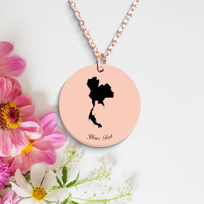 Thailand Country Map Necklace, Your Name Necklace, Minimalist Necklace, Personalized Gift, Silver Necklace, Gift For Him Her
