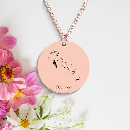 The Bahamas Country Map Necklace, Your Name Necklace, Minimalist Necklace, Personalized Gift, Silver Necklace, Gift For Him Her