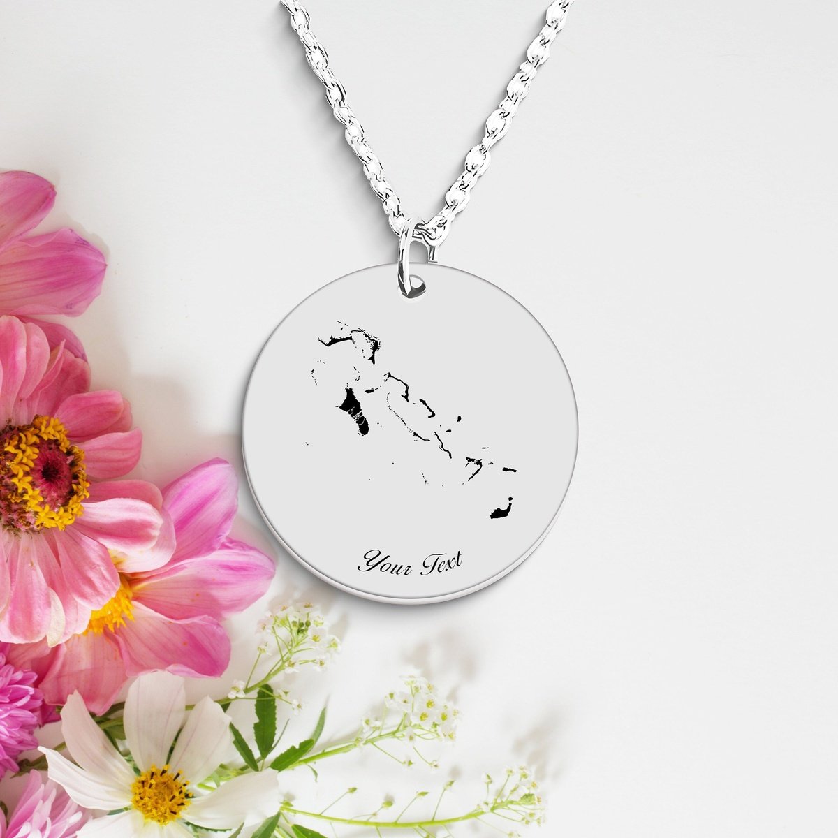 The Bahamas Country Map Necklace, Your Name Necklace, Minimalist Necklace, Personalized Gift, Silver Necklace, Gift For Him Her