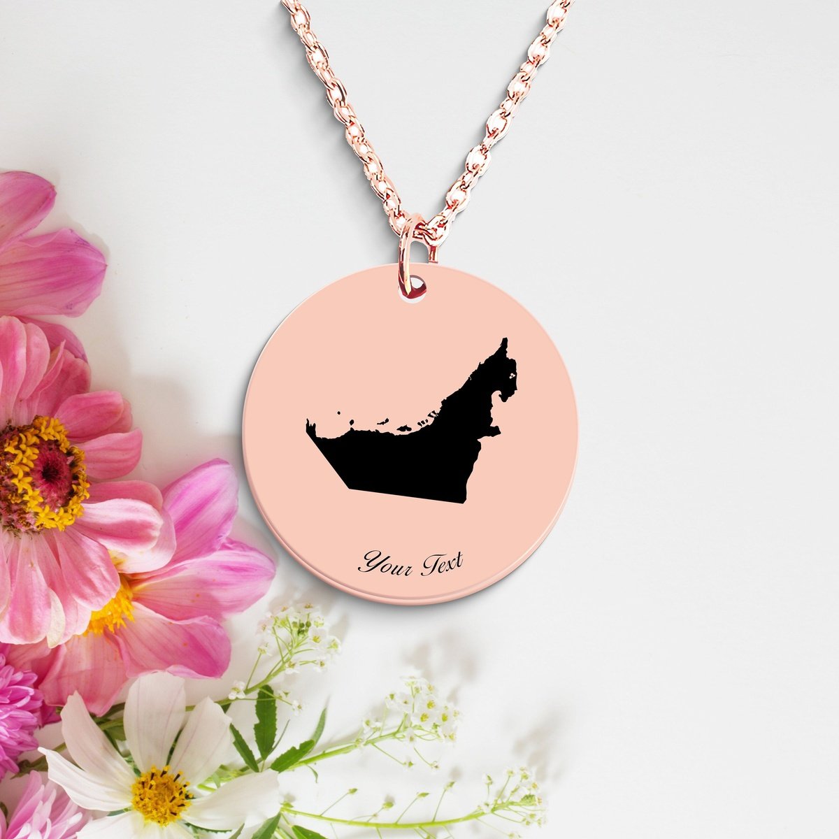 United Arab Emirates Country Map Necklace, Your Name Necklace, Minimalist Necklace, Personalized Gift, Silver Necklace, Gift For Him Her