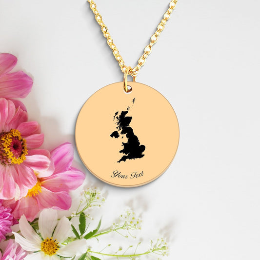 United Kingdom Country Map Necklace, Your Name Necklace, Minimalist Necklace, Personalized Gift, Silver Necklace, Gift For Him Her