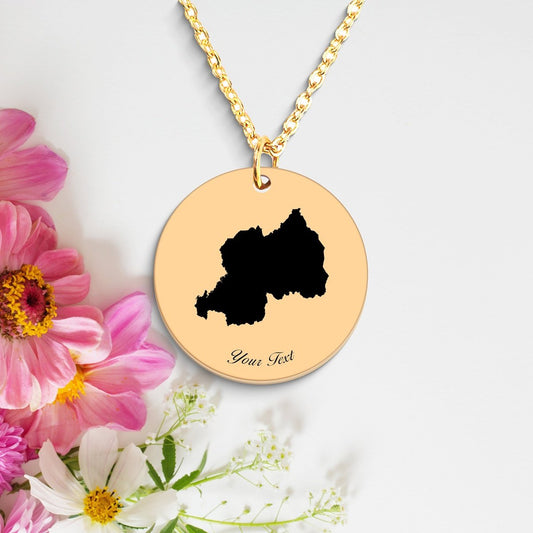 Rwanda Country Map Necklace, Your Name Necklace, Minimalist Necklace, Personalized Gift, Silver Necklace, Gift For Him Her