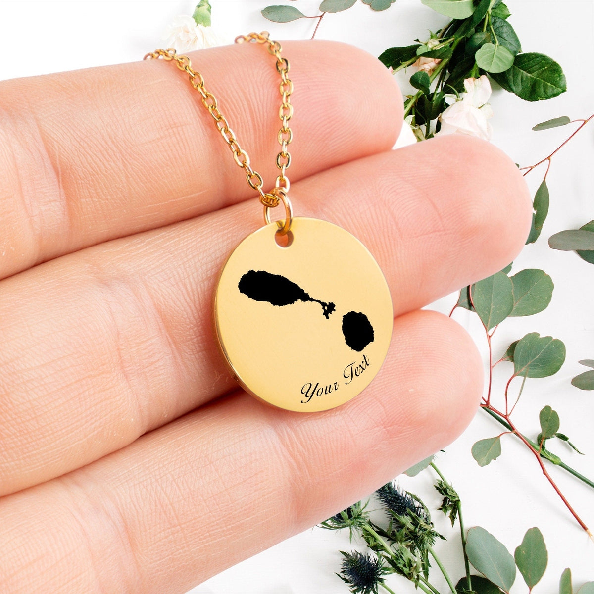 Saint Kitts and Nervis Country Map Necklace, Your Name Necklace, Minimalist Necklace, Personalized Gift, Silver Necklace, Gift For Him Her