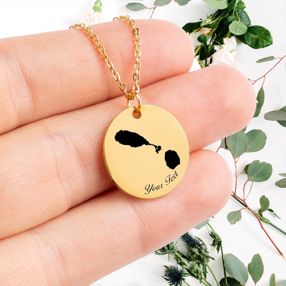 Saint Kitts and Nervis Country Map Necklace, Your Name Necklace, Minimalist Necklace, Personalized Gift, Silver Necklace, Gift For Him Her