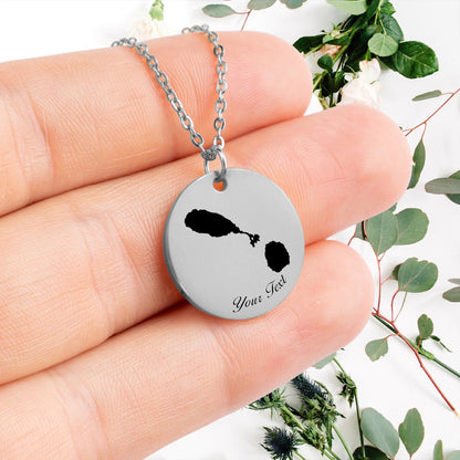 Saint Kitts and Nervis Country Map Necklace, Your Name Necklace, Minimalist Necklace, Personalized Gift, Silver Necklace, Gift For Him Her